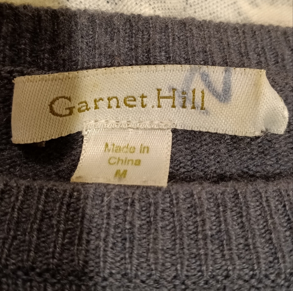 Cashmere Garnet Hill Crew Neck Lace Hem Sweater Size Medium - Picture 8 of 9